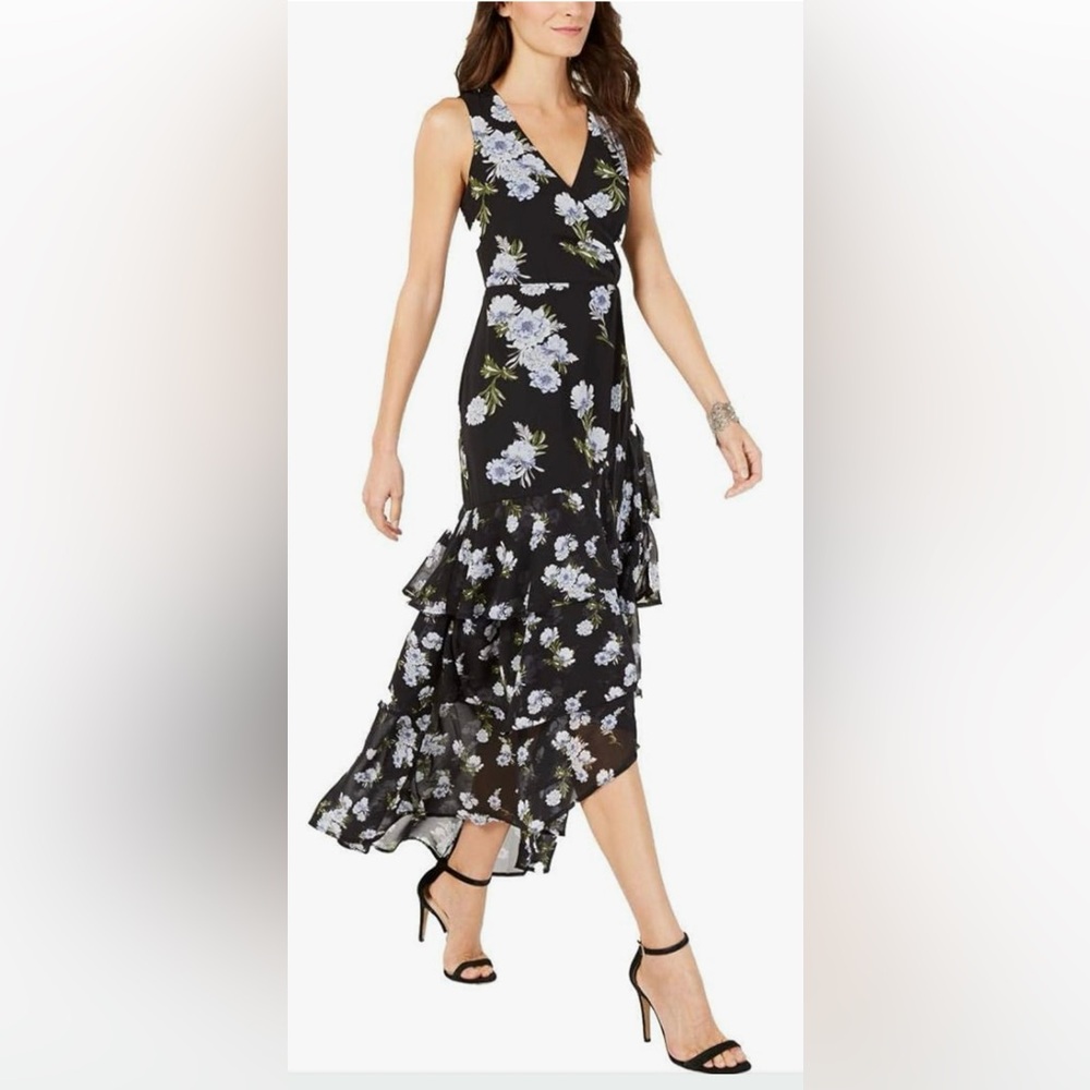 INC international concepts sleeveless raffle floral maxi dress size 12.